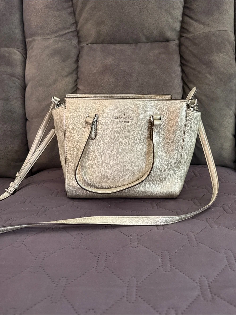 kate spade metallic gold crossbody satchel